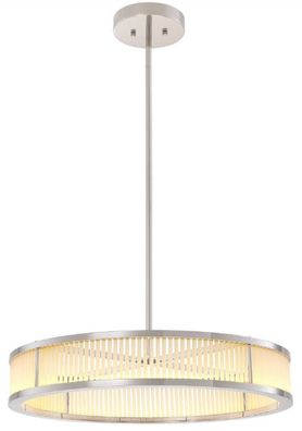 Casa Padrino Luxus LED Kronleuchter Silber / Weiß Ø 70 x H. 15 cm - Moderner runder d