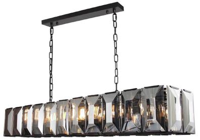 Casa Padrino Luxus Kronleuchter Schwarz / Grau 190 x 42 x H. 36 cm - Moderner Wohnzim