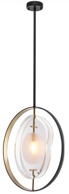 Casa Padrino Luxus Kronleuchter Schwarz / Gold 43 x 11 x H. 58 cm - Moderner Kronleuc