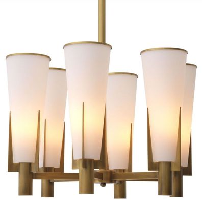 Casa Padrino Luxus Kronleuchter Antik Messingfarben / Weiß Ø 60 x H. 78 cm - Moderner