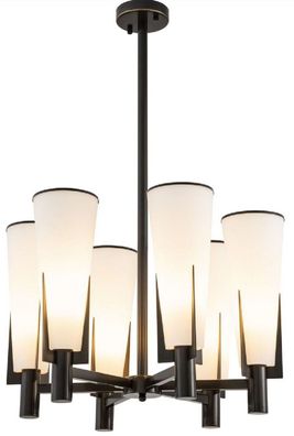 Casa Padrino Luxus Kronleuchter Bronzefarben / Weiß Ø 60 x H. 78 cm - Moderner Metall