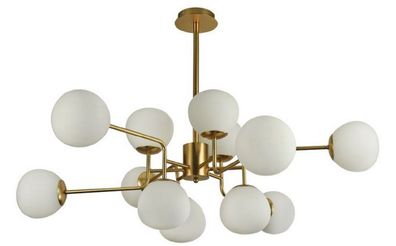 Casa Padrino Kronleuchter Gold / Weiß Ø 110 x H. 42,7 cm - Moderner Kronleuchter mit