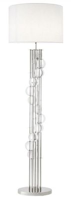 Casa Padrino Luxus Stehleuchte Silber / Weiß Ø 48 x H. 176 cm - Designer Lampe mit Kr