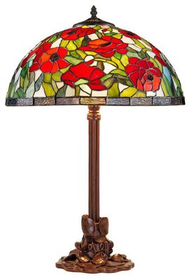 Casa Padrino Tiffany Tischleuchte Bronzefarben / Mehrfarbig Ø 40 x H. 61 cm - Tiffany