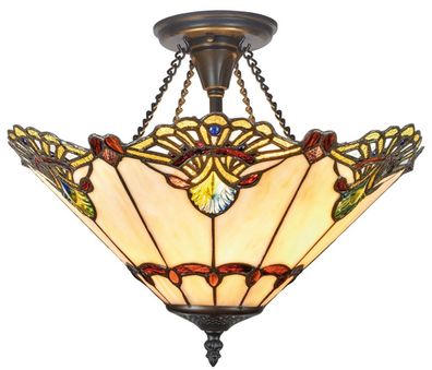 Casa Padrino Luxus Tiffany Deckenleuchte Mehrfarbig Ø 40 x H. 41 cm - Hangefertigte D