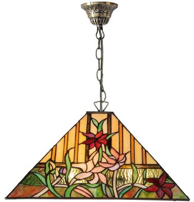 Casa Padrino Luxus Tiffany Hängeleuchte Mehrfarbig 40 x 40 x H. 85 cm - Tiffany Pende