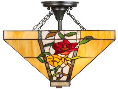 Casa Padrino Luxus Tiffany Deckenleuchte Mehrfarbig 40 x 40 x H. 34 cm - Tiffany Lamp
