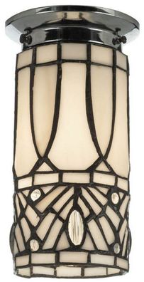 Casa Padrino Luxus Tiffany Deckenleuchte Weiß / Schwarz / Silber Ø 10 x H. 21 cm - Ru