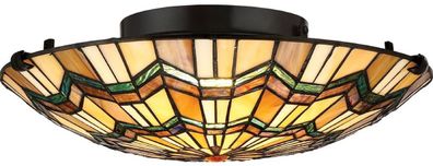 Casa Padrino Luxus Tiffany Deckenleuchte Mehrfarbig Ø 42,1 x H. 13,5 cm - Runde Tiffa