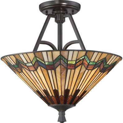 Casa Padrino Luxus Tiffany Deckenleuchte Mehrfarbig Ø 40,6 x H. 38,1 cm - Runde Tiffa