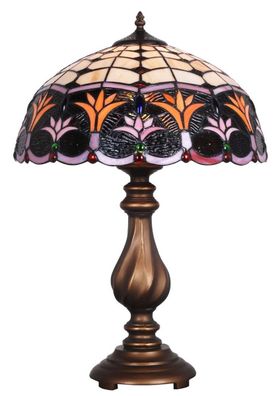 Casa Padrino Luxus Tiffany Tischlampe Bronze / Mehrfarbig Ø 41 x H. 61 cm - Hotel & R