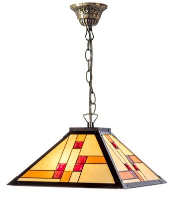 Casa Padrino Luxus Tiffany Hängeleuchte Schwarz / Mehrfarbig 40 x 40 cm - Handgeferti