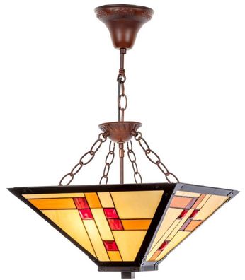 Casa Padrino Luxus Tiffany Hängeleuchte Mehrfarbig 40 x 40 cm - Handgefertigte Lampe