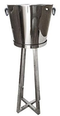 Casa Padrino Luxus Weinkühlerständer mit Ring Silber Messing H 80 cm, Durchmesser 35