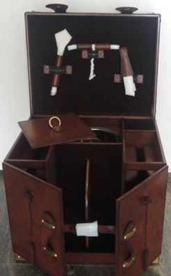 Casa Padrino Luxus Rindsleder Minibar / Kofferbar mit Zubehör Cognac Braun 41 x 32,5