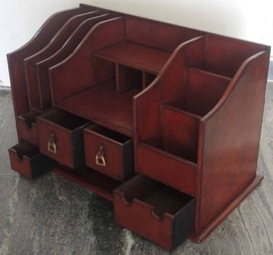 Casa Padrino Luxus Echtleder Schreibtisch Organizer Cognac Braun 65 x 32 x H. 37 cm