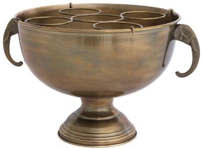 Casa Padrino Luxus Edelstahl Champagnerkühler mit 2 Messing Elefantenkopf Tragegriffe