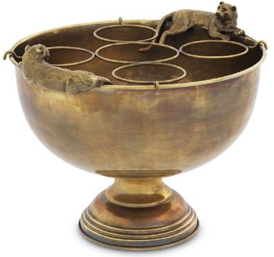 Casa Padrino Luxus Edelstahl Champagnerkühler mit 2 Messing Tragegriffen Vintage Mess