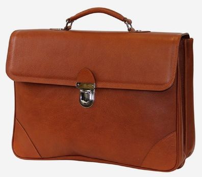 Casa Padrino Luxus Echtleder Aktentasche Braun / Silber 42 x 16 x H. 29 cm - Herren L