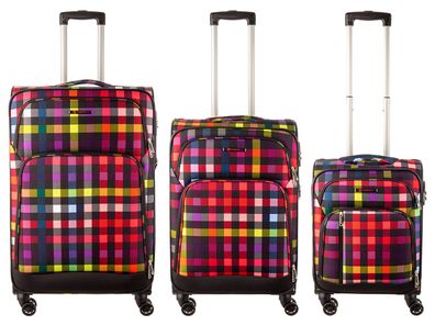 Franky 3er Kofferset 55 + 69 + 79 cm Spinner mit Zahlenschloss multicolor check