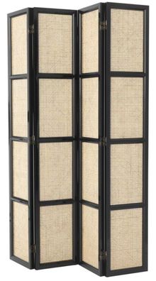 Casa Padrino Luxus Raumteiler Schwarz / Naturfarben 163 x H. 225 cm - Limited Edition