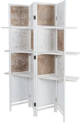 Casa Padrino Landhausstil Raumteiler mit 3 Regalen Antik Weiß / Antik Braun 155 x 2 x