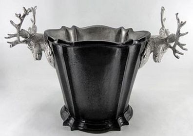 Casa Padrino Luxus Aluminium Weinkühler Schwarz / Silber Ø 24 x H. 24 cm - Hotel & Re