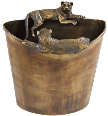 Casa Padrino Luxus Edelstahl Weinkühler mit 2 Messing Tragegriffen Vintage Messingfar