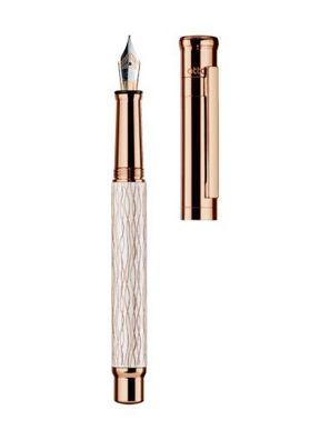 Otto Hutt Design 04 Füllfederhalter Wellen-Guillochierung Weiß Roségold