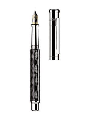 Otto Hutt Design 04 Füllfederhalter Wellen-Guillochierung Schwarz Platin