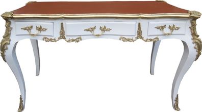 Casa Padrino Luxus Barock Schreibtisch Weiss / Gold / Apricot - Sekretär Luxus Möbel