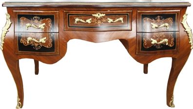 Casa Padrino Barock Sekretär Braun Intarsien 140 x 68 x H83 mit abnehmbarer Glasplatt