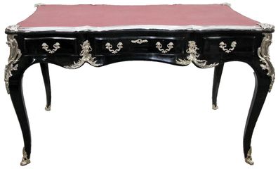 Casa Padrino Luxus Barock Schreibtisch mit 3 Schubladen und massiven Metallapplikatio