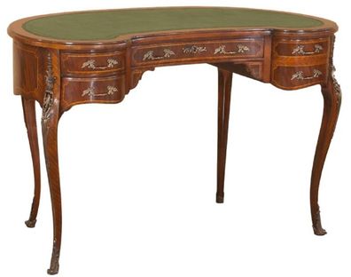 Casa Padrino Luxus Barock Schreibtisch Dunkelbraun / Hellbraun / Grün - Handgefertigt