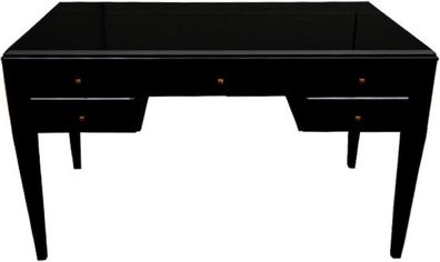 Casa Padrino Luxus Neoklassik Schreibtisch Hochglanz Schwarz 140 x 70 x H. 81 cm - Ne