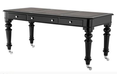 Casa Padrino Luxus Schreibtisch / Sekretär Hochglanz Schwarz Klavierlack 175 x 80 cm