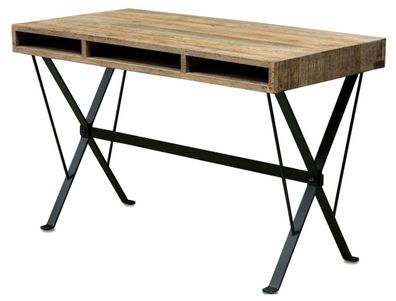 Casa Padrino Designer Schreibtisch mit schwarz pulverbeschichteten Beinen 120 x 60 x