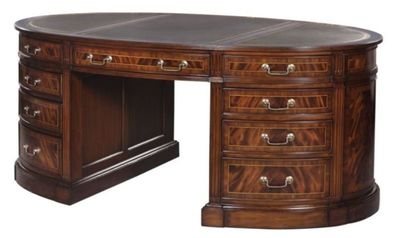 Casa Padrino Luxus Partner Schreibtisch Braun / Grün 180 x 102 x H. 76 cm - Mahagoni