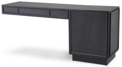 Casa Padrino Designer Massivholz Schreibtisch Anthrazitgrau 183 x 51 x H. 79 cm - Bür