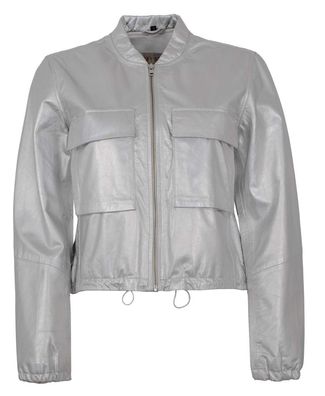 Freaky Nation - Damen Lederjacke Lammnappa silber metallic