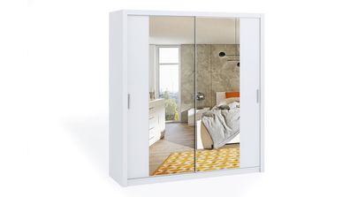 FurMeb24 Schiebetürenschrank BONO 200 cm Kleiderschrank mit Spiegel, 2-türiger