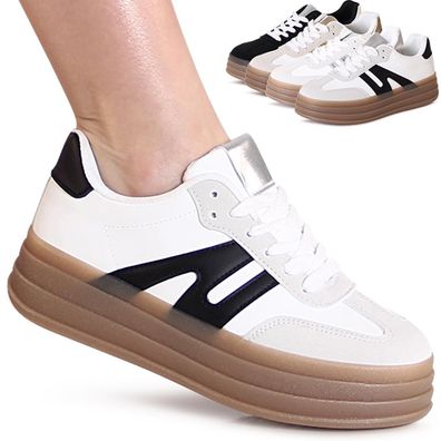 topschuhe24 3160 Damen XXL Plateau Sneaker Turnschuhe