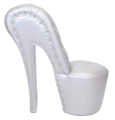 Casa Padrino High Heel Sessel mit Dekosteinen Silber Luxus Design - Designer Sessel