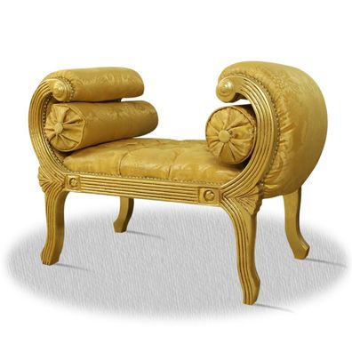 Casa Padrino Barock Schemel Gold 90 x 40 x H. 65 cm - Luxus Sitzbank