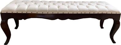 Casa Padrino Luxus Barock Esszimmer Bank in leicht Creme/Braun 140 cm - Hotel Barock