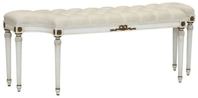 Casa Padrino Luxus Barock Sitzbank Cremefarben / Weiß / Antik Gold - Gepolsterte Mass