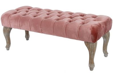 Casa Padrino Barockstil Sitzbank Rosa / Antik Braun 100 x 40 x H. 42 cm - Barockmöbel