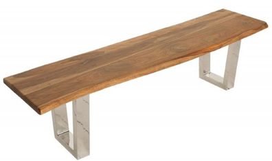 Casa Padrino Designer Sitzbank Braun / Silber 180 x 45 x H. 45 cm - Luxus Sitzbank mi