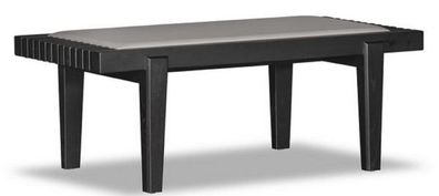 Casa Padrino Luxus Sitzbank Schwarz / Beige 160 x 47 x H. 42 cm - Massive Eichenholz