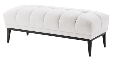 Casa Padrino Luxus Sitzbank Weiß / Schwarz 124 x 53 x H. 44 cm - Gepolsterte Bank mit